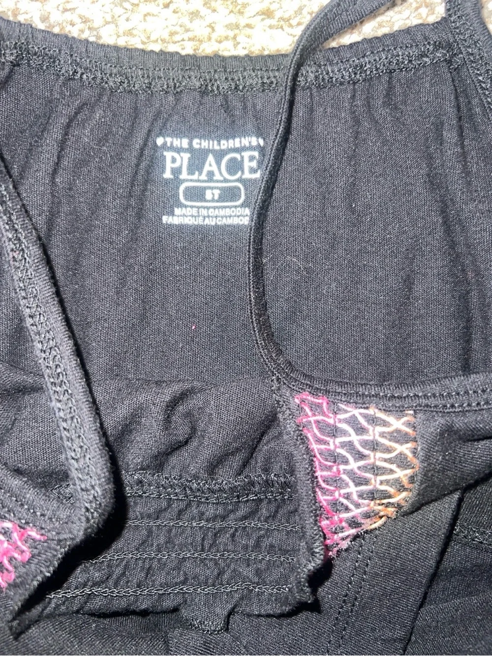 The Children’s Place Girls Black Smocked Neck Romper Size 6/7